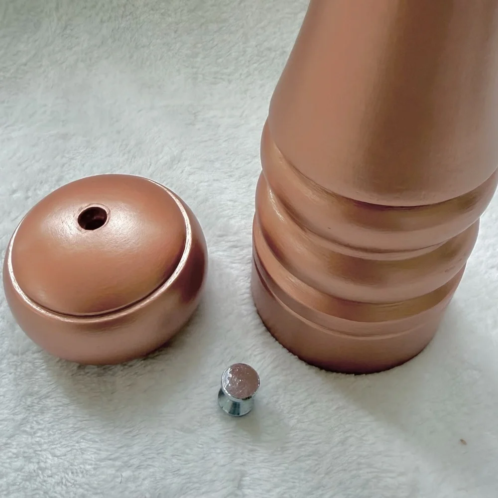 Large Upcycled Solid Wood Salt/ Pepper Grinder/Mill Rose Gold Tall Hans Painted